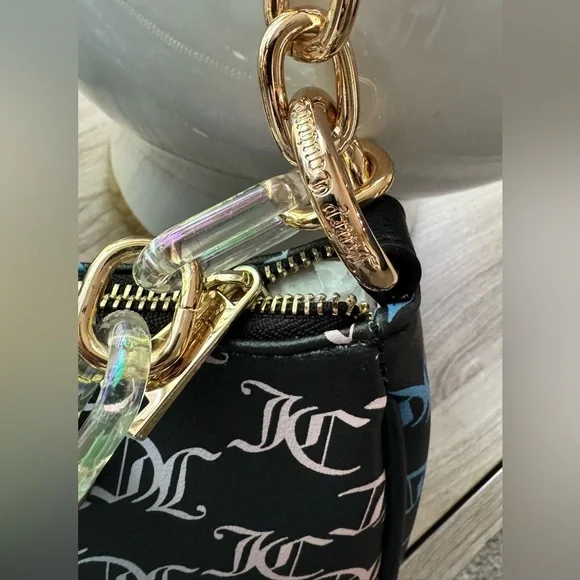 Juicy Couture Black and Blue Logo Shoulder Bag